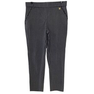 Rafaella Comfort Elastic Waist Pull On Pants Blue Geometric Size 12